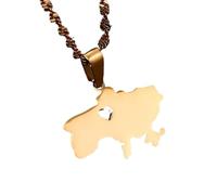 UBBVPKY Collana Con Ciondolo Con Mappa E Bandiera Dell'Ucraina Da Donna E Da Uomo Catena Per Clavicola Stile Etnico Collana Con Maglione Unico Accessori Per Gioielli Giallo-B 50Cm