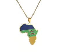 UBBVPKY Collana Con Ciondolo Mappa Africa Alla Moda - Collana Con Ciondolo Lucido Collana Popolare Con Ciondolo Dell'Amicizia Gioielli Per Patrioti Migliori Amici Regali Giallo-A 50Cm