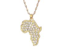 UBBVPKY Collana Con Ciondolo Mappa Africa Alla Moda - Collana Con Ciondolo Lucido Collana Popolare Con Ciondolo Dell'Amicizia Gioielli Per Patrioti Migliori Amici Regali Giallo-B 50Cm