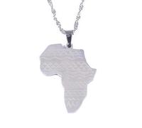 UBBVPKY Collana Con Ciondolo Mappa Africa Fashion - Catena Girocollo Con Ciondolo Carta Modello Patriottico Vintage Collana Maglione Unica Accessori Per Gioielli Bianco-B 60Cm