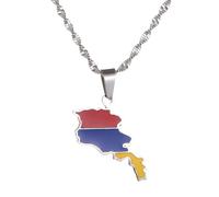 UBBVPKY Collana Con Ciondolo Mappa Armenia Alla Moda - Collana Lucida Collana Popolare Con Ciondolo Dell'Amicizia Gioielli Alla Moda Per Patrioti Regali Per I Migliori Amici Bianco 50Cm