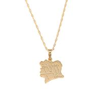 UBBVPKY Collana Con Ciondolo Mappa Coted'Ivoire - Collana Con Ciondolo Lucido Collana Popolare Con Ciondolo Dell'Amicizia Gioielli Di Moda Per Patrioti Regali Per I Migliori Amici Giallo 50Cm