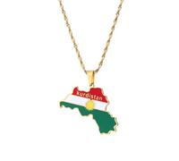 UBBVPKY Collana Con Ciondolo Mappa Del Kurdistan Alla Moda - Collana Lucida Collana Popolare Con Ciondolo Dell'Amicizia Gioielli Alla Moda Per Patrioti Migliori Amici Regali Giallo 50Cm