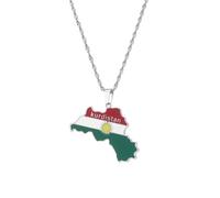 UBBVPKY Collana Con Ciondolo Mappa Del Kurdistan Alla Moda - Collana Lucida Collana Popolare Con Ciondolo Dell'Amicizia Gioielli Alla Moda Per Patrioti Regali Per I Migliori Amici Bianco 50Cm