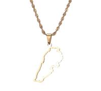 UBBVPKY Collana Con Ciondolo Mappa Del Libano Alla Moda - Collana Lucida Collana Popolare Con Ciondolo Dell'Amicizia Gioielli Alla Moda Per Patrioti Regali Per I Migliori Amici Giallo-B 50Cm