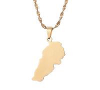 UBBVPKY Collana Con Ciondolo Mappa Del Libano Alla Moda - Collana Lucida Collana Popolare Con Ciondolo Dell'Amicizia Gioielli Alla Moda Per Patrioti Regali Per I Migliori Amici Giallo-A 50Cm