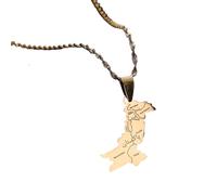 UBBVPKY Collana Con Ciondolo Mappa Del Pakistan Alla Moda - Modello Mappa Novità Ciondolo Catena Clavicola Catena Regolabile Gioiello Patriottico Regalo Per Uomo Donna Giallo-B 60Cm