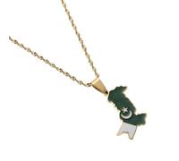 UBBVPKY Collana Con Ciondolo Mappa Del Pakistan Alla Moda - Modello Mappa Novità Ciondolo Catena Clavicola Catena Regolabile Gioiello Patriottico Regalo Per Uomo Donna Giallo-A 60Cm