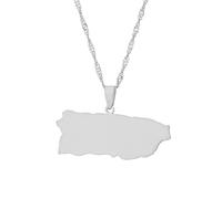 UBBVPKY Collana Con Ciondolo Mappa Di Porto Rico Mappe Etniche Alla Moda Ciondolo Geometrico Nazionale Per Donne E Uomini Gioielli Con Ciondolo Patriottico Collana Con Mappa Vintage