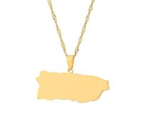 UBBVPKY Collana Con Ciondolo Mappa Di Porto Rico Mappe Etniche Alla Moda Ciondolo Geometrico Nazionale Per Donne E Uomini Gioielli Con Ciondolo Patriottico Collana Con Mappa Vintage