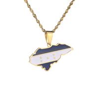 UBBVPKY Collana Con Ciondolo Mappa Honduras Alla Moda - Collana Lucida Collana Popolare Con Ciondolo Dell'Amicizia Gioielli Alla Moda Per Patrioti Migliori Amici Regali Giallo 50Cm