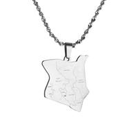 UBBVPKY Collana Con Ciondolo Mappa Kenya Alla Moda - Collana Con Ciondolo Lucido Collana Popolare Con Ciondolo Dell'Amicizia Gioielli Per Patrioti Migliori Amici Regali Bianco 50Cm