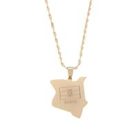 UBBVPKY Collana Con Ciondolo Mappa Kenya Alla Moda - Collana Con Ciondolo Lucido Collana Popolare Con Ciondolo Dell'Amicizia Gioielli Per Patrioti Migliori Amici Regali Giallo-B 50Cm