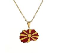 UBBVPKY Collana Con Ciondolo Mappa Macedonia Del Nord Alla Moda - Collana Lucida Collana Popolare Con Ciondolo Dell'Amicizia Gioielli Alla Moda Per Patrioti Regali Per I Migliori Amici Giallo 50Cm