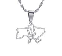 UBBVPKY Collana Con Ciondolo Mappa Ucraina - Collana Con Ciondolo Lucido Collana Popolare Con Ciondolo Dell'Amicizia Gioielli Di Moda Per Patrioti Regali Per I Migliori Amici Bianco-B 50Cm