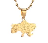 UBBVPKY Collana Con Ciondolo Mappa Ucraina - Collana Con Ciondolo Lucido Collana Popolare Con Ciondolo Dell'Amicizia Gioielli Di Moda Per Patrioti Regali Per I Migliori Amici Giallo-A 50Cm