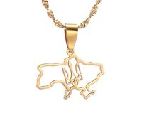 UBBVPKY Collana Con Ciondolo Mappa Ucraina - Collana Con Ciondolo Lucido Collana Popolare Con Ciondolo Dell'Amicizia Gioielli Di Moda Per Patrioti Regali Per I Migliori Amici Giallo-B 50Cm