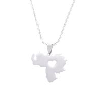 UBBVPKY Collana Con Ciondolo Mappa Venezuela Alla Moda - Collana Lucida Collana Popolare Con Ciondolo Dell'Amicizia Gioielli Alla Moda Per Patrioti Regali Per I Migliori Amici Bianco-A 50Cm