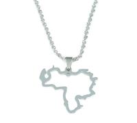 UBBVPKY Collana Con Ciondolo Mappa Venezuela Alla Moda - Collana Lucida Collana Popolare Con Ciondolo Dell'Amicizia Gioielli Alla Moda Per Patrioti Regali Per I Migliori Amici Bianco-C 50Cm