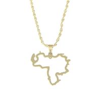 UBBVPKY Collana Con Ciondolo Mappa Venezuela Alla Moda - Collana Lucida Collana Popolare Con Ciondolo Dell'Amicizia Gioielli Alla Moda Per Patrioti Regali Per I Migliori Amici Giallo-C 50Cm