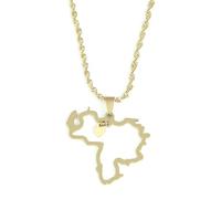 UBBVPKY Collana Con Ciondolo Mappa Venezuela Alla Moda - Collana Lucida Collana Popolare Con Ciondolo Dell'Amicizia Gioielli Alla Moda Per Patrioti Regali Per I Migliori Amici Giallo-B 50Cm
