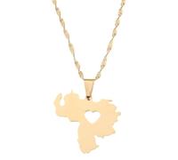 UBBVPKY Collana Con Ciondolo Mappa Venezuela Alla Moda - Collana Lucida Collana Popolare Con Ciondolo Dell'Amicizia Gioielli Alla Moda Per Patrioti Regali Per I Migliori Amici Giallo-A 50Cm