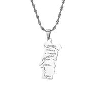 UBBVPKY Collana Con Ciondolo Minimalista Con Mappa Del Portogallo Da Donna Collana Personalizzata Alla Moda Con Contorno Della Madrepatria Regalo Di Partenza Per Il Migliore Amico Ricordo Di Viaggio
