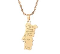 UBBVPKY Collana Con Ciondolo Minimalista Con Mappa Del Portogallo Da Donna Collana Personalizzata Alla Moda Con Contorno Della Madrepatria Regalo Di Partenza Per Il Migliore Amico Ricordo Di Viaggio