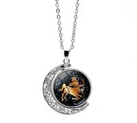 UBBVPKY Collana Con Ciondolo Zodiacale Da Uomo Con Luna Rotante A Doppia Faccia 12 Costellazioni Oroscopo Collane Delicate Per Donne E Ragazze Gioielli Per Il Compleanno Regalo Di Coppia Sagittario