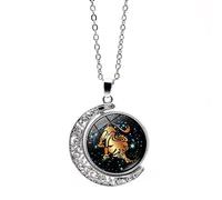 UBBVPKY Collana Con Ciondolo Zodiacale Da Uomo Con Luna Rotante A Doppia Faccia 12 Costellazioni Oroscopo Collane Delicate Per Donne E Ragazze Gioielli Per Il Compleanno Regalo Di Coppia Leone