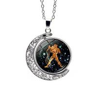 UBBVPKY Collana Con Ciondolo Zodiacale Da Uomo Con Luna Rotante A Doppia Faccia 12 Costellazioni Oroscopo Collane Delicate Per Donne E Ragazze Gioielli Per Il Compleanno Regalo Di Coppia Acquario