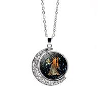 UBBVPKY Collana Con Ciondolo Zodiacale Da Uomo Con Luna Rotante A Doppia Faccia 12 Costellazioni Oroscopo Collane Delicate Per Donne E Ragazze Gioielli Per Il Compleanno Regalo Di Coppia Vergine