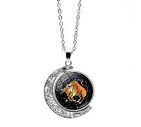 UBBVPKY Collana Con Ciondolo Zodiacale Da Uomo Con Luna Rotante A Doppia Faccia 12 Costellazioni Oroscopo Collane Delicate Per Donne E Ragazze Gioielli Per Il Compleanno Regalo Di Coppia Toro