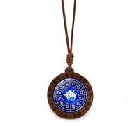 UBBVPKY Collana Con Ciondolo Zodiacale Per Donna E Uomo Oroscopo In Legno Con Corda Di Cera Catena Per Maglione Segno Zodiacale Astrologia Costellazione Regalo Di Compleanno Toro