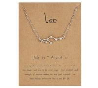 UBBVPKY Collana Con Costellazione 12 Segni Zodiacali Ciondolo Con Collana Oroscopo Con Diamanti Collane Astrologiche Gioielli Per Il Compleanno Regali Per Donne E Uomini Leone