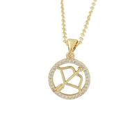 UBBVPKY Collana Con Costellazione 12 Segni Zodiacali Ciondolo Rotondo Oroscopo Con Diamanti Costellazioni Astrologia Catena Per Clavicola Gioielli Per Il Compleanno Regali Per Donne Sagittario