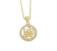UBBVPKY Collana Con Costellazione 12 Segni Zodiacali Ciondolo Rotondo Oroscopo Con Diamanti Costellazioni Astrologia Catena Per Clavicola Gioielli Per Il Compleanno Regali Per Donne Scorpione