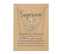 UBBVPKY Collana Con Costellazione 3 Pezzi 12 Segni Zodiacali Ciondolo Catena Oroscopo Con Ciondolo Di Diamanti Gioielli Astrologici Regali Per Donne E Uomini Capricorno