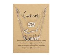 UBBVPKY Collana Con Costellazione 3 Pezzi 12 Segni Zodiacali Ciondolo Catena Oroscopo Con Ciondolo Di Diamanti Gioielli Astrologici Regali Per Donne E Uomini Cancro
