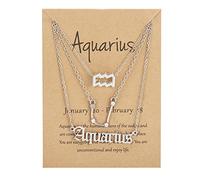 UBBVPKY Collana Con Costellazione 3 Pezzi Ciondolo Con 12 Segni Zodiacali Catena Con Ciondolo A Forma Di Oroscopo Con Diamanti Gioielli Astrologici Regali Per Donne E Uomini Acquario