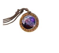 UBBVPKY Collana Con Costellazione Che Si Illumina Al Buio Per Donna Ciondolo Rotondo In Legno Con Segno Zodiacale Astrologia Oroscopo Regalo Di Compleanno Per Donna E Uomo Cancro