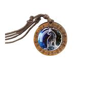 UBBVPKY Collana Con Costellazione Che Si Illumina Al Buio Per Donna Ciondolo Rotondo In Legno Con Segno Zodiacale Astrologia Oroscopo Regalo Di Compleanno Per Donna E Uomo Capricorno