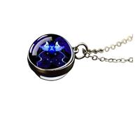 UBBVPKY Collana Con Costellazione Luminosa Ciondolo Con Sfera Di Cristallo Che Si Illumina Al Buio Regalo Per Uomo E Donna Con Segno Zodiacale Gemelli
