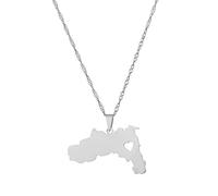 UBBVPKY Collana Con Mappa Della Città E Del Paese Della Regione Del Tigray Etiopia A Forma Di Cuore Con Ciondolo Etnico Gioielli Da Uomo E Da Donna Souvenir Da Viaggio Unisex Catene Per Maglioni