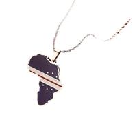 UBBVPKY Collana Con Mappa Della Moda Dell'Africa Per Donne E Uomini Mappe Etniche Retrò Bandiera Alfabeto Ciondolo Catena Per Clavicola Classico Gioiello Hip Hop Regalo Per Feste Bianco-A 50Cm