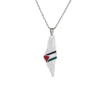 UBBVPKY Collana Con Mappa Della Palestina Alla Moda Per Donne E Uomini Con Mappe Etniche Retrò Bandiera Alfabeto Ciondolo Catena Per Clavicola Gioielli Hip Hop Regalo Per Feste Bianco-B 50Cm