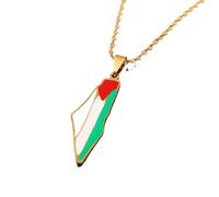 UBBVPKY Collana Con Mappa Della Palestina Alla Moda Per Donne E Uomini Mappe Etniche Retrò Bandiera Alfabeto Ciondolo Catena Per Clavicola Gioielli Hip Hop Regalo Per Feste Giallo-A 50Cm