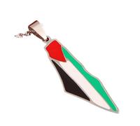 UBBVPKY Collana Con Mappa Della Palestina Alla Moda Per Donne E Uomini Mappe Etniche Retrò Bandiera Alfabeto Ciondolo Catena Per Clavicola Gioielli Hip Hop Regalo Per Feste Bianco-A 50Cm