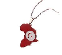 UBBVPKY Collana Con Mappa Dell'Africa Alla Moda Per Donne E Uomini Mappe Etniche Retrò Bandiera Alfabeto Ciondolo Catena Per Clavicola Classico Gioiello Hip Hop Regalo Per Feste Bianco-C 50Cm