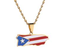 UBBVPKY Collana Con Mappa Nazionale Di Porto Rico Alla Moda - Ciondolo Etnico Patriottico Con Catena Per Maglione Accessori Per Gioielli Con Catena Per Clavicola Hip Hop Alla Moda Giallo-A 60Cm